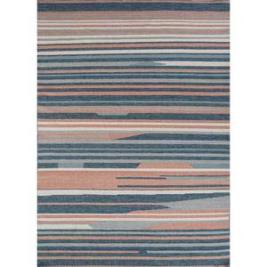 พรมขนสัตว์ลายทางสีน้ำเงินทำมือ ADWL-13055 ลายตารางแบบทอเรียบ สำหรับห้องนอนหรือห้องนั่งเล่น พรมรูปสี่เหลี่ยมผืนผ้าสำหรับห้องโถงหรือทางเดิน - Product Image 1