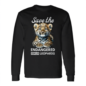 T-shirt à manches longues avec motif de petit léopard d'Amur menacé d'extinction - Product Image 2