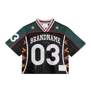 Wholesale 100% Polyester Sublimated <b>Cropped</b> Retro Soccer Jersey Streetwear Oversized American Mesh Jersey Football Jersey - Product Image 6