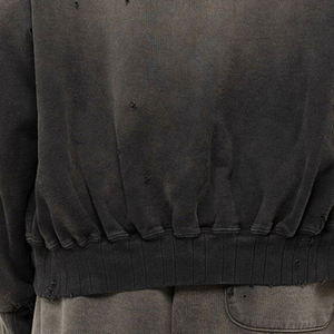 OEM personnalisé 100% coton français éponge poids lourd étiquette tissée broderie soleil délavé à l'acide fermeture éclair vers le haut hommes sweats à capuche - Product Image 6