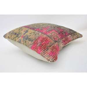 Almohada Kantha de retazos de lana multicolor de 12x12 pulgadas tejida con patrón Vintage decorativo y cojín - Product Image 5