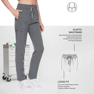 Nouvelle conception de tenue de médecin pour femmes, couleur grise, coupe ajustée, col zippé, vêtements de travail tendance, ensemble de blouses d'infirmière élégantes pour femmes - Product Image 3