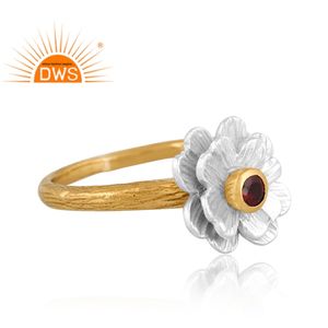 การออกแบบที่ทำด้วยมือล่าสุด18พันทองชุบธรรมชาติโกเมนพลอยซ้อนแหวน Demi ผู้ผลิตเครื่องประดับปรับ - Product Image 3