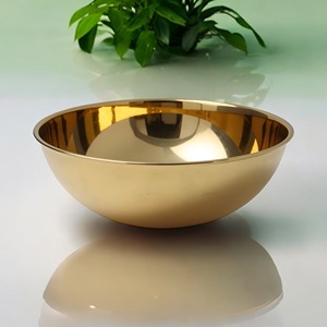 ชามสลัดสแตนเลสทรงกลมสีทองสไตล์เกาหลีสำหรับจัดแสดงผักผลไม้ในห้องครัวร้านอาหารอุปกรณ์ทำสลัดโลหะ - Product Image 2