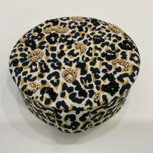 Trendy Animal Print Luxury Wood+Velvet Customized Color Size Jewelry Organizer Hand Beaded Embroidered Black Storage <b>Box</b> for - Product Image 1