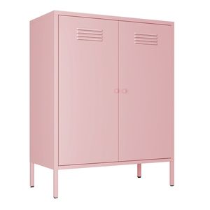 Metal <strong>Storage</strong> Cabinet with 2 Door Steel Locker Sideboard Buffet Cabinet <strong>Console</strong> <strong>Table</strong> for Home Office Pink - Product Image 1