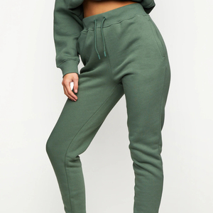 Pantalones Deportivos para Mujer de Alta Calidad para Invierno con Tela Teñida de Verde, Cintura Elástica y Cordón Ajustable, Pantalones Deportivos Personalizados - Product Image 1