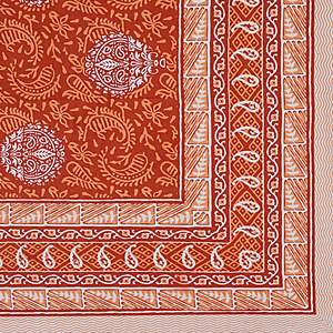 Brick Red Ethnic Printed 100% Cotton Double Bedsheet with 2 Pillow Covers <b>King</b> <b>Size</b> <b>Sheets</b> Massage Feature 3-Piece Set (ADB1470) - Product Image 5