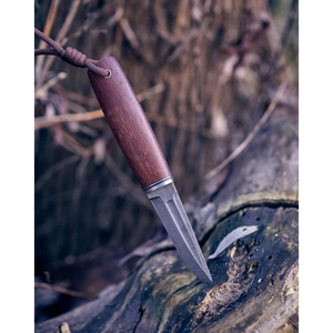 Cuchillo puukko de acero D2 con mango de madera de azobé y funda de cuero - Product Image 5