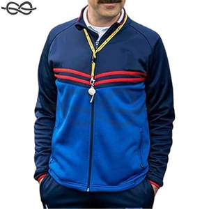 เสื้อแจ็กเก็ตสีน้ำเงินน้ำหนักเบามีซิปรูดสำหรับผู้ชายเสื้อโค้ชทีมฟุตบอล - Product Image 1