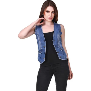 Prix de gros, fourniture directe d'usine, gilet en jean de haute qualité pour femmes, design personnalisé, couleur et logo, qualité supérieure, grandes tailles - Product Image 1