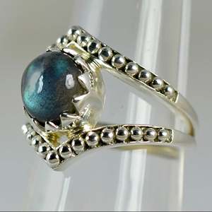 Handmade Boho 925 Sterling Silver <b>Ring</b> <b>Labradorite</b> Inlay Shape November Birthstone Jewelry Perfect Gift for Her Birthday - Product Image 3