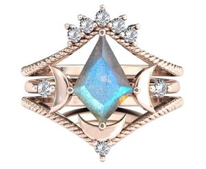 ชุดแหวนหมั้นทำจากแร่แลบราโดไรต์รูปว่าวในชีวิตของฉันดวงจันทร์แหวนเงินสเตอร์ลิงเป็นของขวัญสำหรับเธอ - Product Image 6