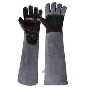 Guantes de trabajo de uso general de protección resistentes al calor Guantes de soldadura de pulgar de cuero dividido de vaca de construcción - Product Image 1