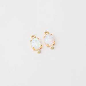 Petit pendentif ovale en opale blanche cubique, charme délicat, argent sterling 925 plaqué or 14 carats, certifié IGI, sans nickel, pour femmes - Product Image 5