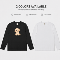 Kaos Lengan Panjang Kerah Bulat Ukuran Besar 230G dengan Cetakan Kartun Maltipoo Streetwear