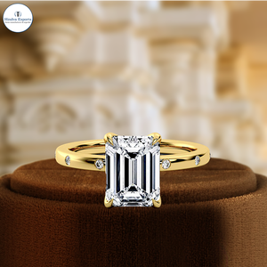 แหวนเพชรเม็ดเดี่ยวทองคำแท้ 14k ประดับเพชรแบบ Distance Pave, แหวนหมั้นเพชรเพาะเลี้ยง 1 กะรัต, แหวนแต่งงานรับรองโดย IGI, แหวนครบรอบ - Product Image 1