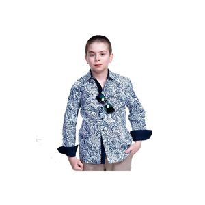 เสื้อเด็กลายผ้าคลุมไหล่ขนาดใหญ่สีขาวและน้ำเงิน - Product Image 2