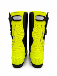 Bottes de moto Obexa Premium en cuir véritable, haute visibilité, jaune fluo, protection pour homme, fermeture auto-agrippante, norme CE - Product Image 3