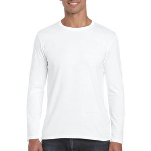 MNO Men's Long Sleeve T-Shirt 100% Cotton 180gsm O-Neck Regular Fit Solid <b>White</b> Blank Design Formal Wear - Product Image 1