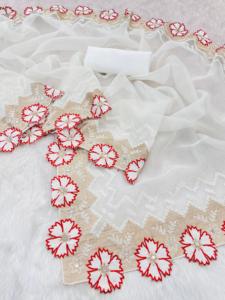 ชุดส่าหรีสีชมพูผ้าโปร่งบางปักลายสวยงามสำหรับผู้หญิงเสื้อแฟนซีงานชนเผ่าปาร์ตี้งานแต่งงาน - Product Image 3