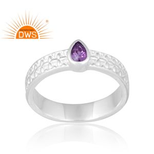 Design élégant 925 argent Sterling naturel améthyste pierre précieuse bague pour les femmes Design personnalisé bijoux pour les femmes cadeau pour elle - Product Image 1