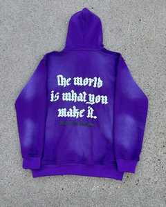 Ensemble survêtement personnalisé pour sororité grecque, sweat à capuche et pantalon de jogging violets, tenue zippée avec lettres gothiques, streetwear tendance en gros - Product Image 5