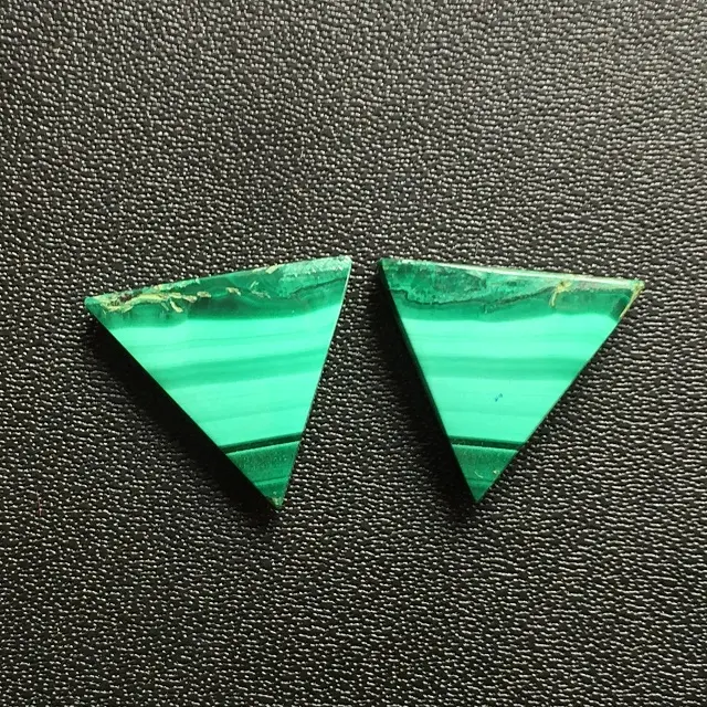 Malachite Triangle Shape Cabochon 2 Pieces Set Excellent Quality Malachite Pair Loose Gemstone For Jewelry Making