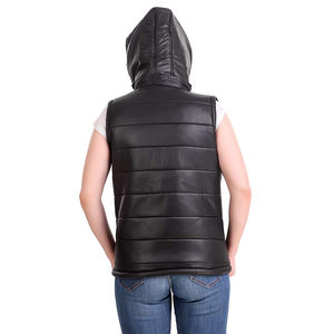 Chaleco con capucha de estilo moderno para mujer, chaqueta sin mangas con cremallera de tela personalizada, disponible en todos los colores - Product Image 5