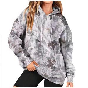 Sweats à capuche et sweat-shirts amples décontractés à manches longues de couleur unie pour femmes pour le lavage à l'acide de printemps et l'impression d'alimentation solaire disponibles - Product Image 5