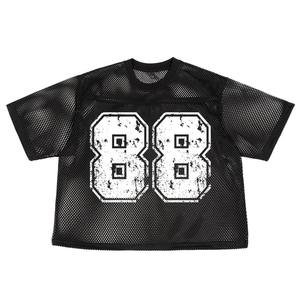 T-shirt de gymnastique pour hommes en gros personnalisé surdimensionné 100% coton tricoté maille maillot de football à manches courtes sport imprimé maillot - Product Image 1