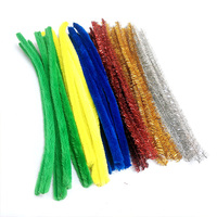 48 pièces de tiges de chenille jetables, épaisses et moelleuses, en fil de fer et fibre, 15 mm x 12 pouces de long, couleurs classiques et personnalisables pour l'artisanat