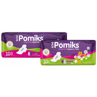 Toallas Sanitarias Pomiks, 10 Unidades, Ultrafinas, de Algodón, con Alas, Transpirables, Desechables, 24 cm, Alta Calidad, Excelente Absorbencia, ISO9001