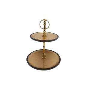 ที่ตั้งเค้กทรงกลม2ชั้นสไตล์ใหม่ทำจากไม้และโลหะพร้อมสีดำและสีทองสำหรับจัดแสดงในงานแต่งงานและงานเลี้ยงวันเกิด - Product Image 1