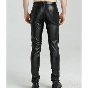 Venta caliente nueva moda pantalones de cuero de alta calidad para hombres pierna ancha de cintura alta con bolsillos delanteros mejor diseño cómodo - Product Image 3