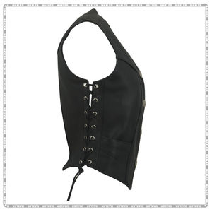 OEM Meilleur gilet de motard classique en cuir de vachette pour femmes Gilet de moto en cuir de qualité supérieure chaud et gilet de gros pour les motards - Product Image 4