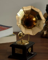 Antique Gramophone Music Decorative Indian Musical Instrument Brass & Wooden Handcrafted Showpiece for Home Decor New Item