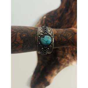 Bracelet manchette tendance en turquoise Blue Ridge et argent sterling Mark Yazzie - Product Image 2