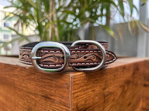 ล่าสุดร้อนขายดอกไม้มือ Toled หนังสุนัขสําหรับสัตว์เลี้ยงของแท้หนังเบาะปรับอุปกรณ์เสริมสําหรับเข็มขัดคอ - Product Image 5