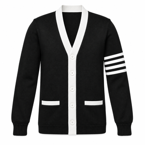 Sorority Custom <b>Men's</b> V Neck Knitted <b>Cardigan</b> Sweater Button Front Long Sleeve Regular Fit <b>with</b> <b>Pocket</b> for Autumn Private Label - Product Image 3