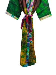 Robe indienne Floral soie Sari Kimono Vintage Sari Robe douce plage Robe de soirée indien fait à la main Kimono en soie - Product Image 4