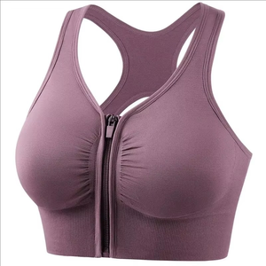 Sujetador deportivo de talla grande para mujer con diseño de cremallera frontal Soporte medio Spandex/Material de nailon para yoga y gimnasio - Product Image 3