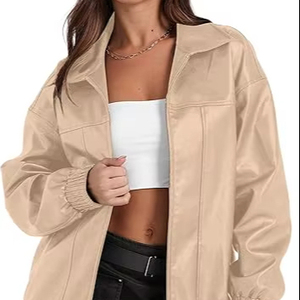 Recién llegado, chaqueta de cuero para mujer Premium 2025, ropa de tendencia, abrigo de invierno con cremallera, prendas de vestir exteriores OEM 2025 - Product Image 2
