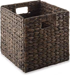<b>Storage</b> <b>Cubes</b> Top Choice Handwoven Square Collapsible Organizers Laundry Totes Water Hyacinth <b>Wicker</b> Baskets - Product Image 2