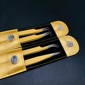 Vente en gros 45 Degrés Isolation J Courbe Jaune Extension de Cils Pincettes Solide En Acier Inoxydable Diamant Grip Pointu Durable - Product Image 3