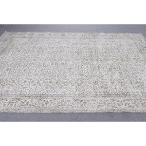 พรมตุรกีวินเทจ ขนาด 6.4x9.9 ฟุต (196x302 ซม.) ลายดอกไม้สีขาว - Product Image 3