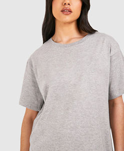 OEM/ODM T-shirt femme qualité supérieure 100% jersey de coton couleur gris chiné personnalisé sérigraphié logo t-shirt femme - Product Image 4