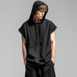 Sudadera sin Mangas con Hombros Caídos para Hombre, Ropa Deportiva, Sudadera con Capucha, Top para Gimnasio, Ejercicio, Sudadera sin Mangas Extra Grande para Hombre - Product Image 1