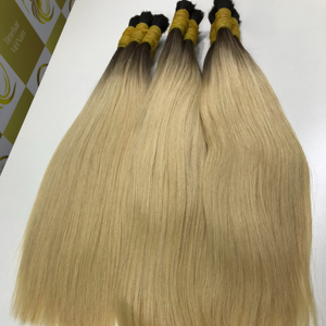 Pour 100% vierge Remy cheveux humains Super Double dessiné extrémités épaisses pleine cuticule alignée en vrac doux lisse brillant Extensions de cheveux - Product Image 1