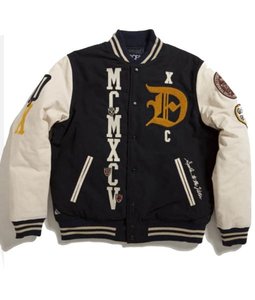 Men's <b>Leather</b> Varsity <b>Jacket</b> with Logo Patch <b>Long</b> Sleeves Fur Decoration for Winter Sport Work School Baseball-Letterman Style - Product Image 4